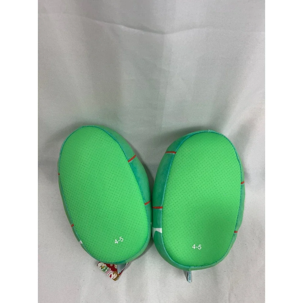 Squishmallows‎ Christmas Tree Plush Slippers Green Holiday Kids Size 4/5 NEW